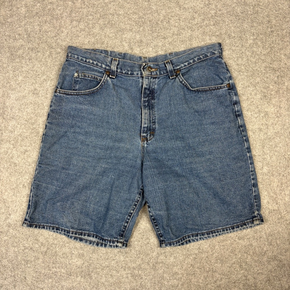 Lee Riveted Mens Blue Denim Jean Shorts Medium Wash Size 35 Classic Fit